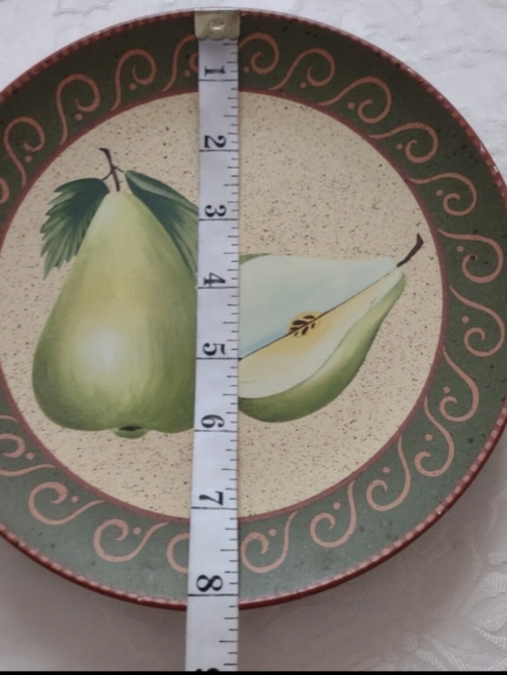 Vintage plate decorative Scrolls painted fruits Pears
